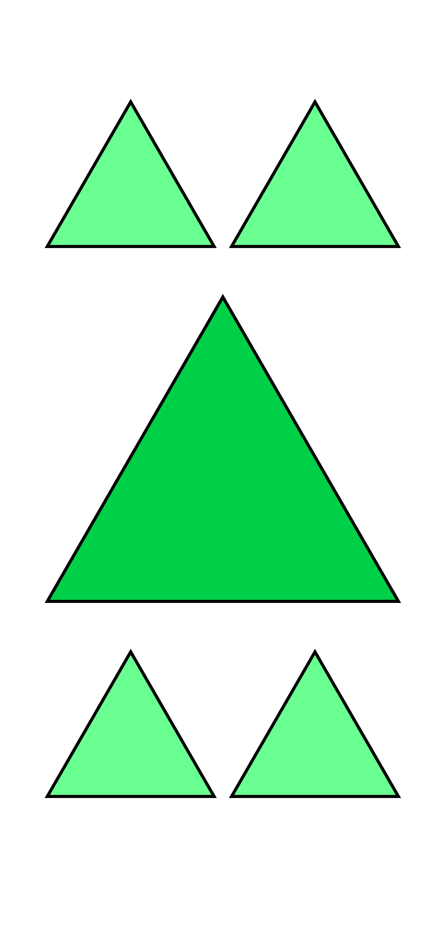 green triangles on a grid